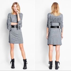 Zadig & Voltaire “Winter Fringes” Dress Gray size small